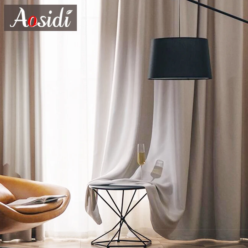 AOSIDI Modern Blackout Curtains For Living Room Hall Elegant Beige Curtains For Bedroom Window Ready Made Finished Drapes Blinds