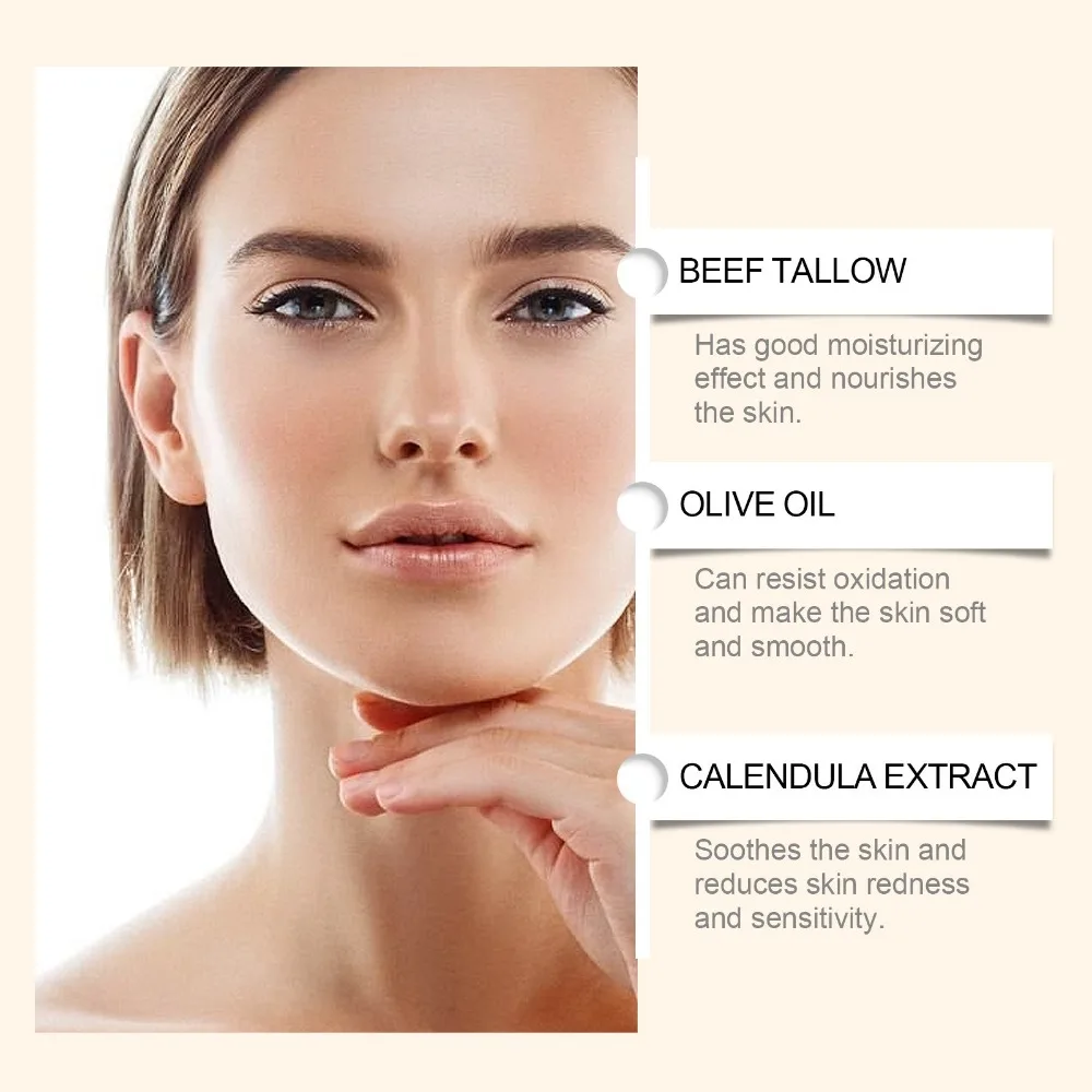New Hydrating Beef Tallow Honey Balm Rejuvenating Improve Rough Face Cream Non Greasy Tallow Face Moisturizer Women