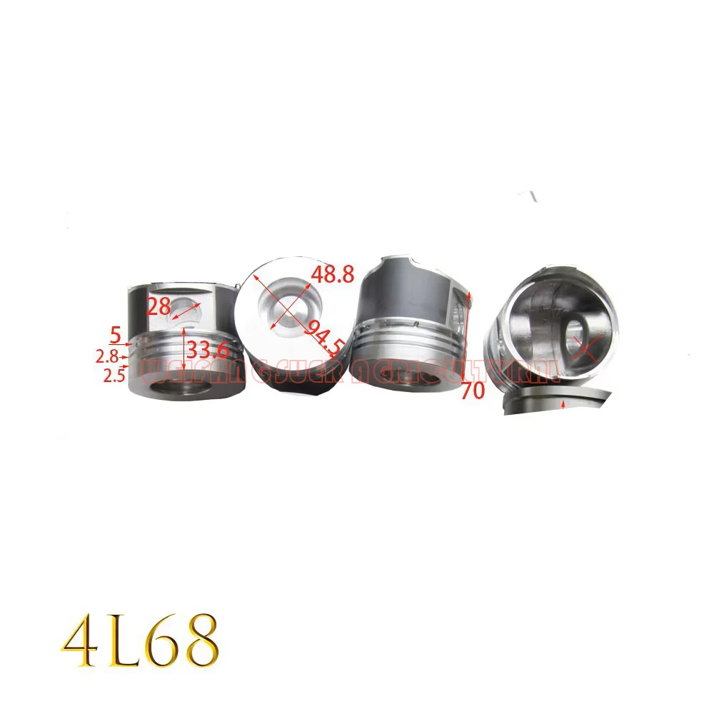 Set of pistons of one engine use for Changchai 4L68 / ZN490BT / 4G33TC /