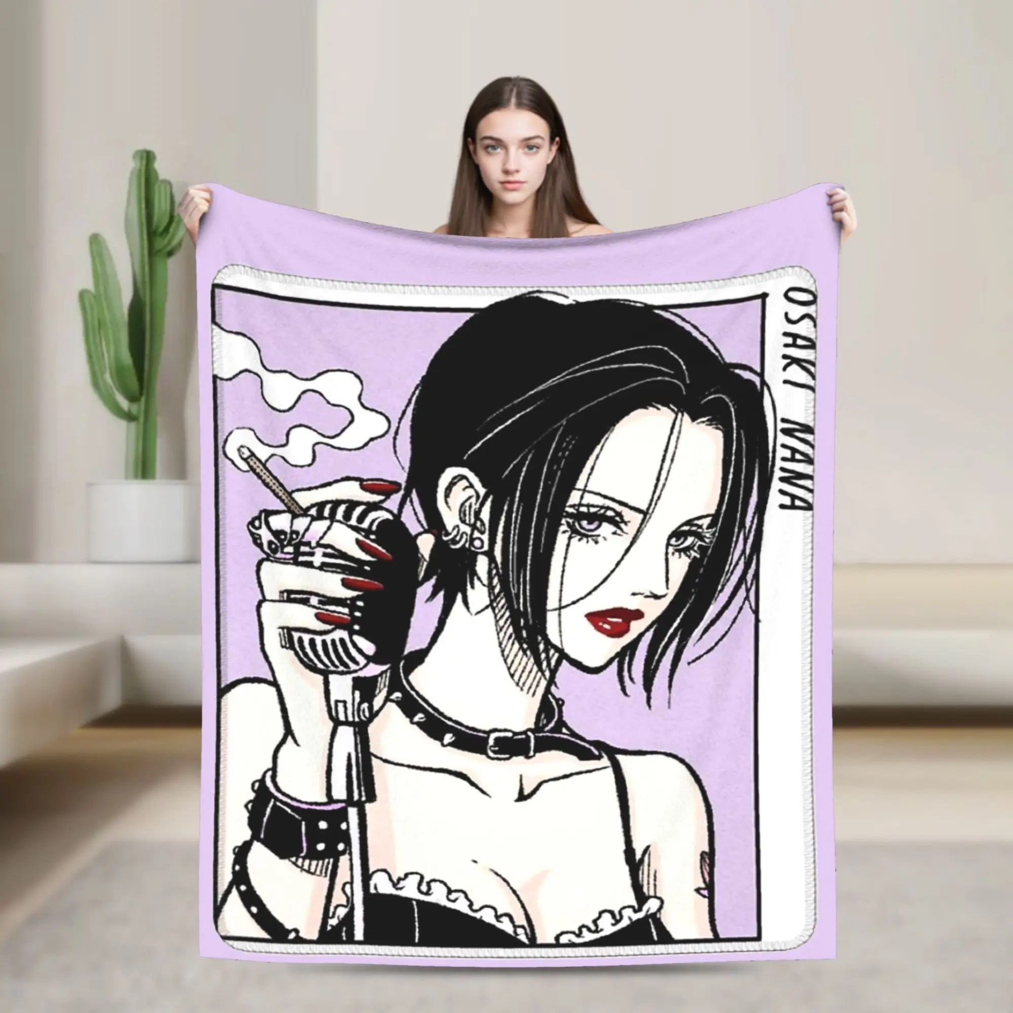 

NANA Osaki Anime Knitted Blankets Black Stones Fleece Throw Blanket Bed Sofa Printed Soft Warm Bedspreads,