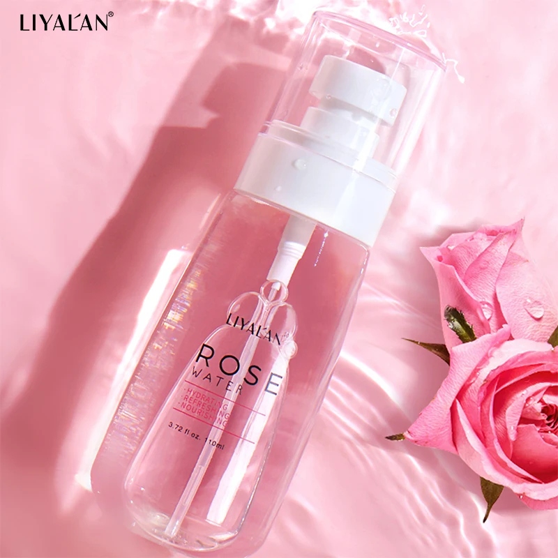 

LIYALAN Rose Water Dry Skin Moisturizing Firming Toner For Face Skin Care Hydrating Facial Mist Refreshing Pores Shrink Spray