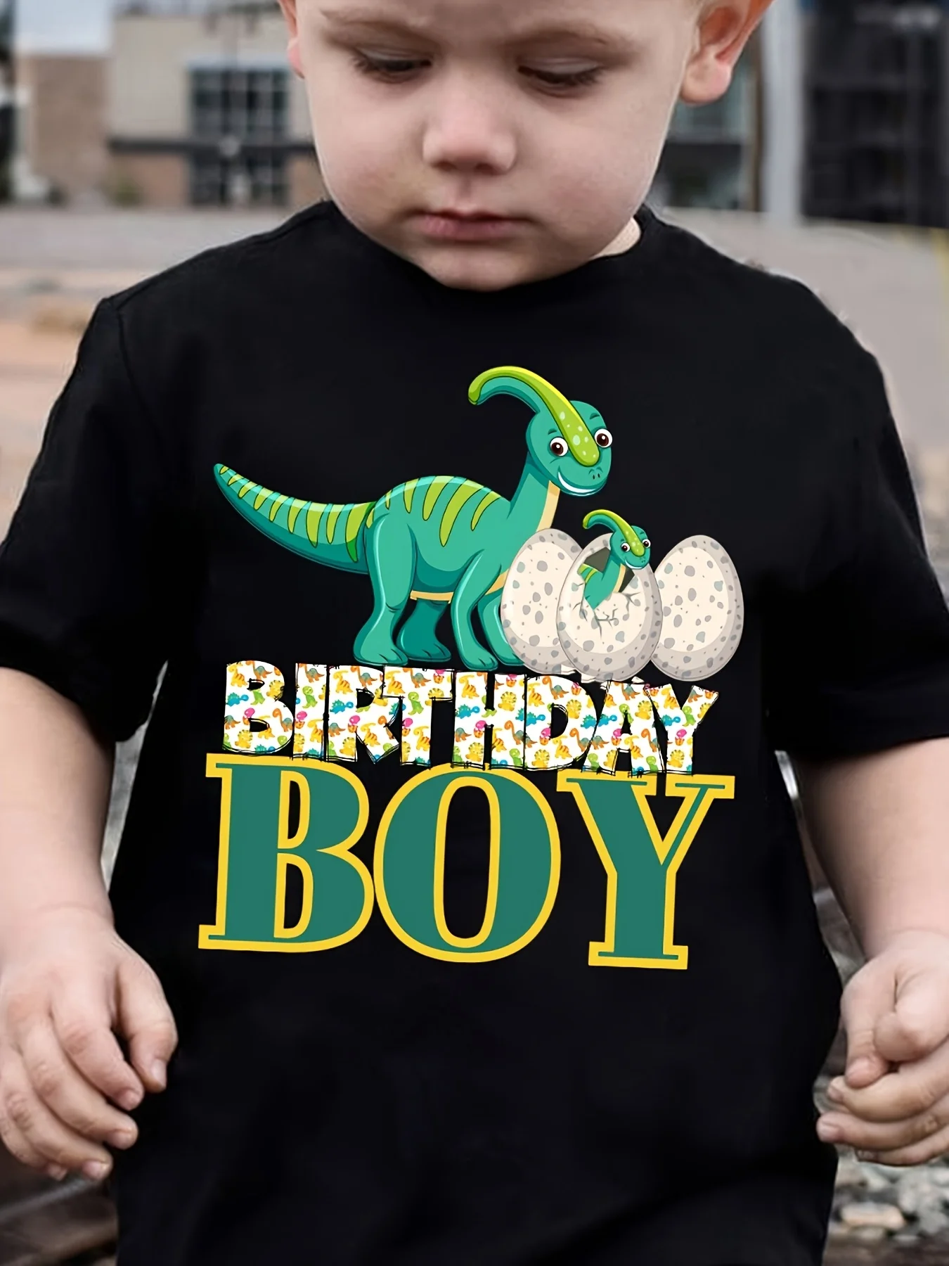 Kids Boys Girls Family Matching T Shirt Birthday Boy Parasaurolophus Dinosaur Egg Graphic Print Short Sleeve Crew Neck Tops