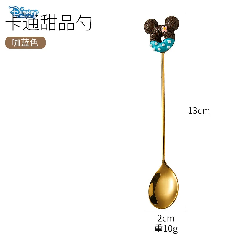 Disney Mickey Mouse stainless steel dessert spoon household creative gold cartoon dessert children cute coffee stirring spoon