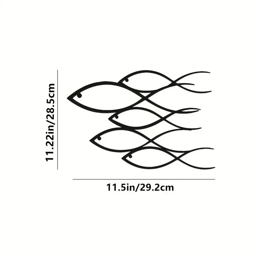 1PC Nautical Metal Wall Art 2024 - School fish design. Stylish for home, living room, bedroom, kids' room