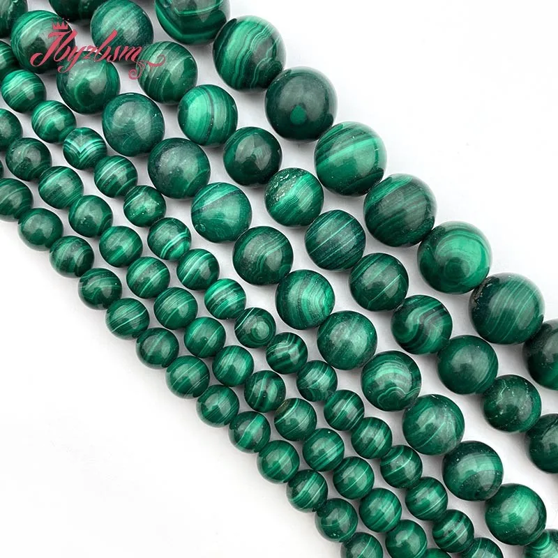 Natural Green Malachite Round Spacer Loose Stone Beads For Necklace Bracelet Strand 15 Inch DIY Jewelry Making Free shipping