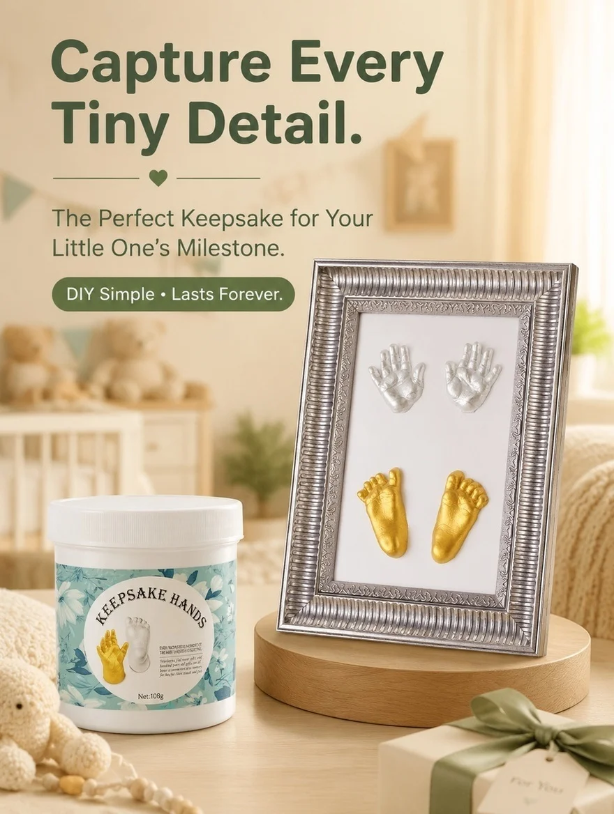 1Set Baby Hand Casting Kit Premium Keepsake Mold Easy DIY for Newborn Growth Shower Birthday Gift Hand Casting Kit
