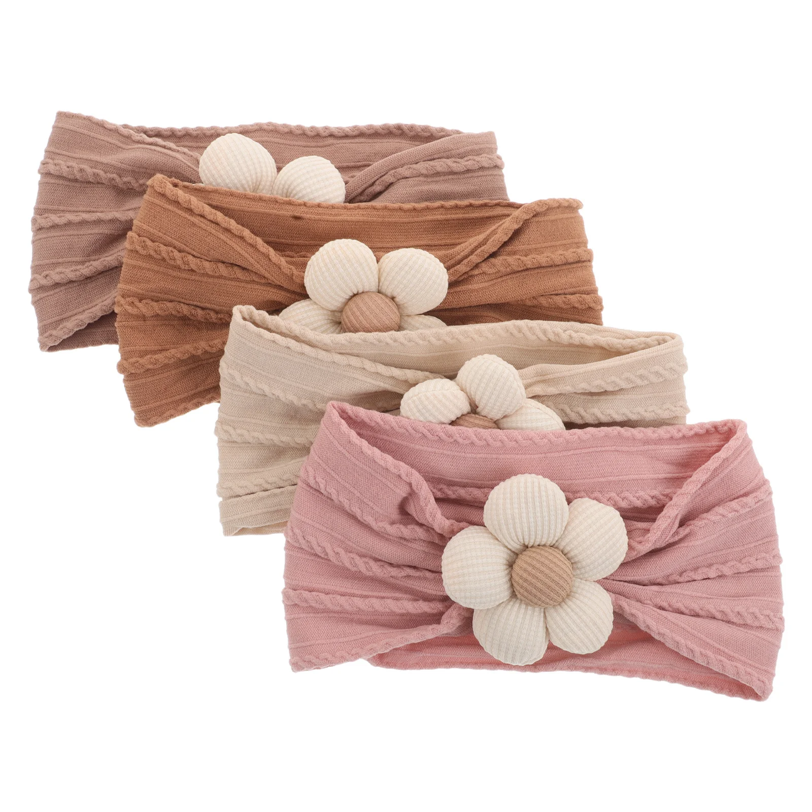 

4Pcs Baby Girls Flower Headbands Soft Elastic Stretchy Hairbands Floral Turban Head Wraps for Newborns Toddlers Infants Hair