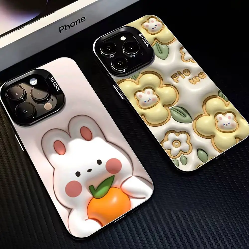 

Kawaii rabbit Phone Case For iPhone17,16,15,14,13,12,11 Plus,Pro Max Black Matte Shockproof Cover