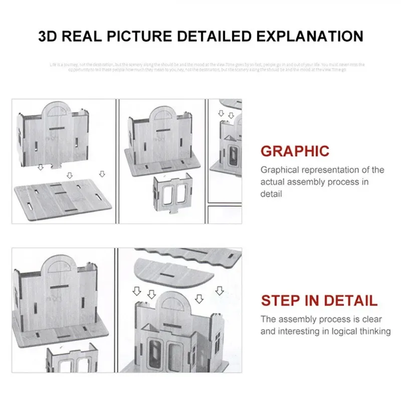 Puzzle 3D en bois pour enfants et adultes, modèle de chalet confortable, maison mécanique en bois faite à la main, kit de bricolage