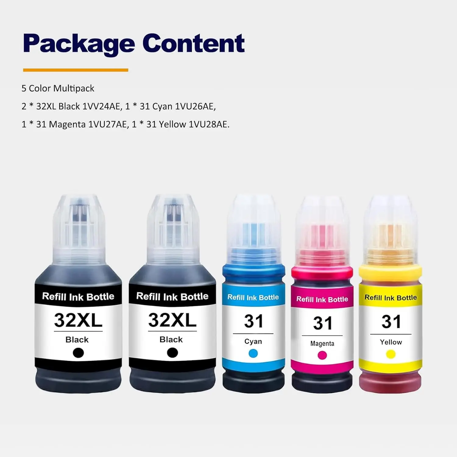 31XL 32XL Ink Bottle Replacement Compatible with HP Smart Tank 7301 7602 7001 6001 5101 HP Smart Tank Plus 551 555 651 Printer