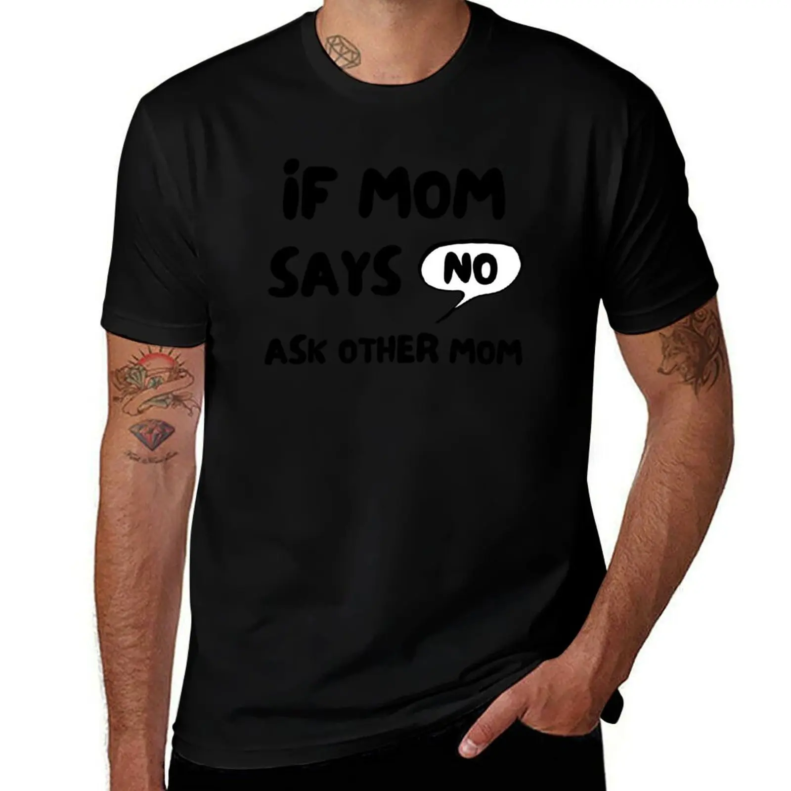 If mom says no, ask other mom. Cute two mom family, lesbian and same sex kids tshirt, onesie and hoode. T-Shirt