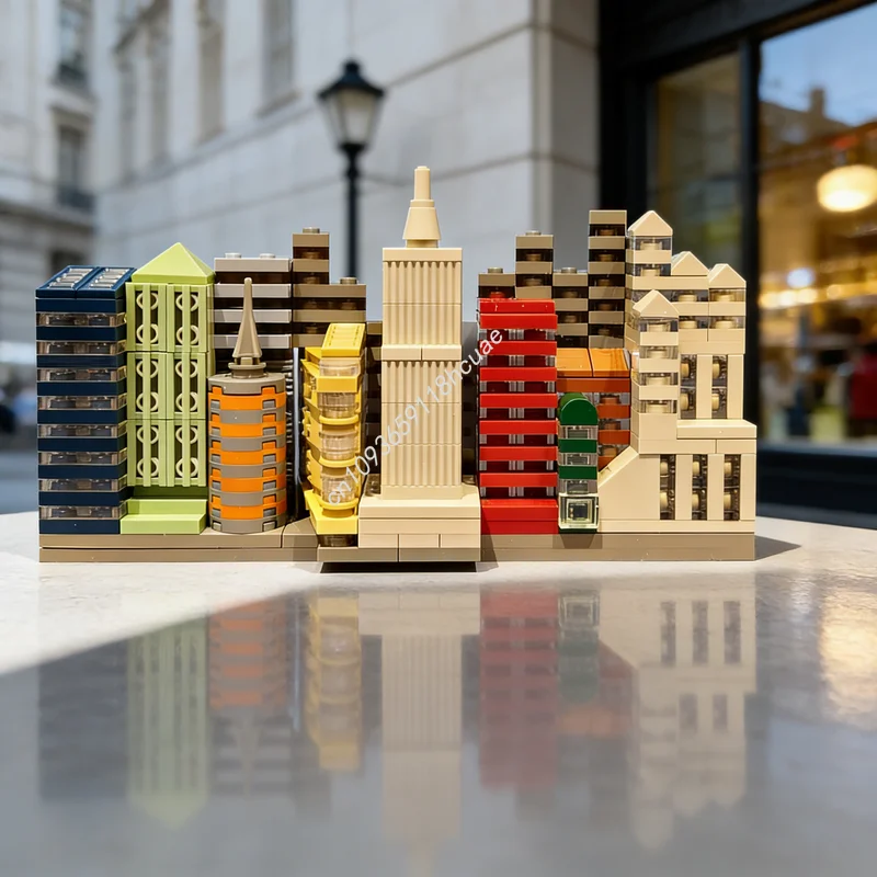 

371 деталь MOC «Городской пейзаж: Дневной вид на город», архитектурная модель, конструктор, игрушка, подарок на Рождество, детский подарок на день рождения
