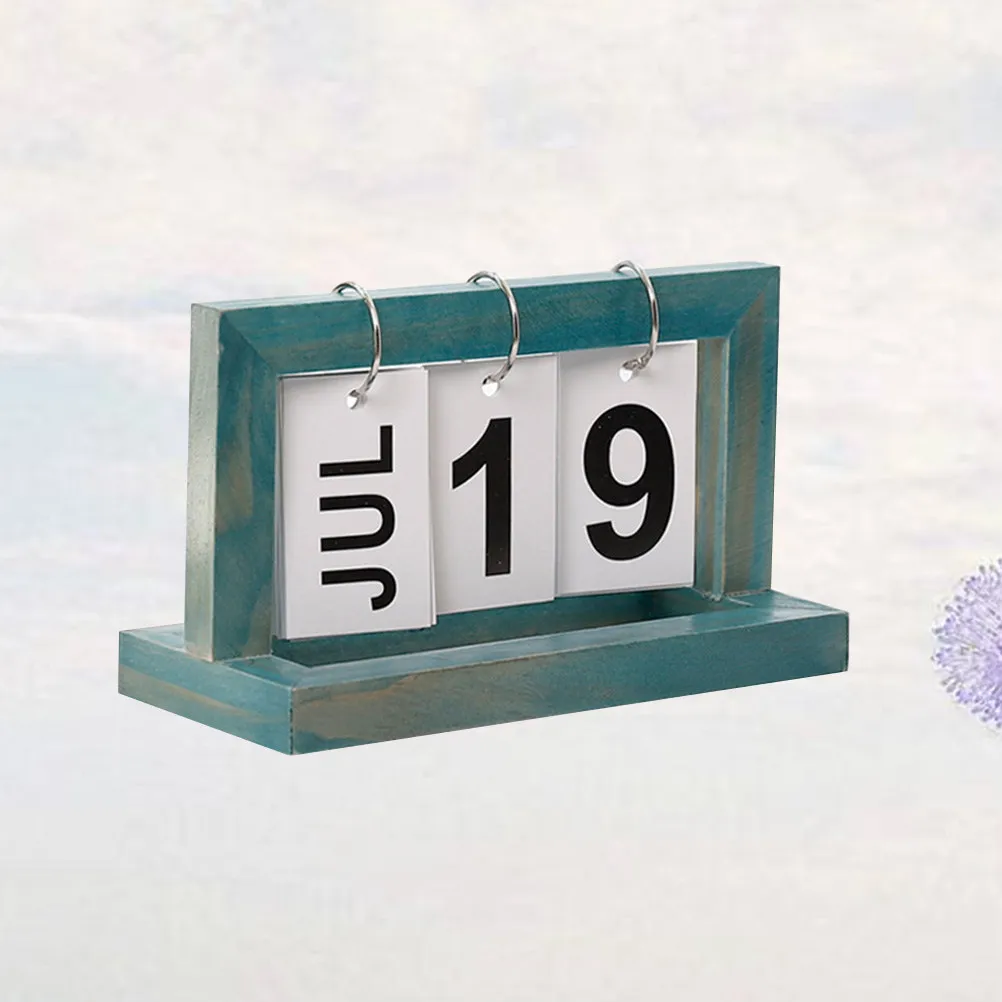 

Деревянный настольный календарь с перекидными страницами, креативный минималистичный декоративный календарь для дома, офиса, учебной комнаты, спальни, рабочего места, синий