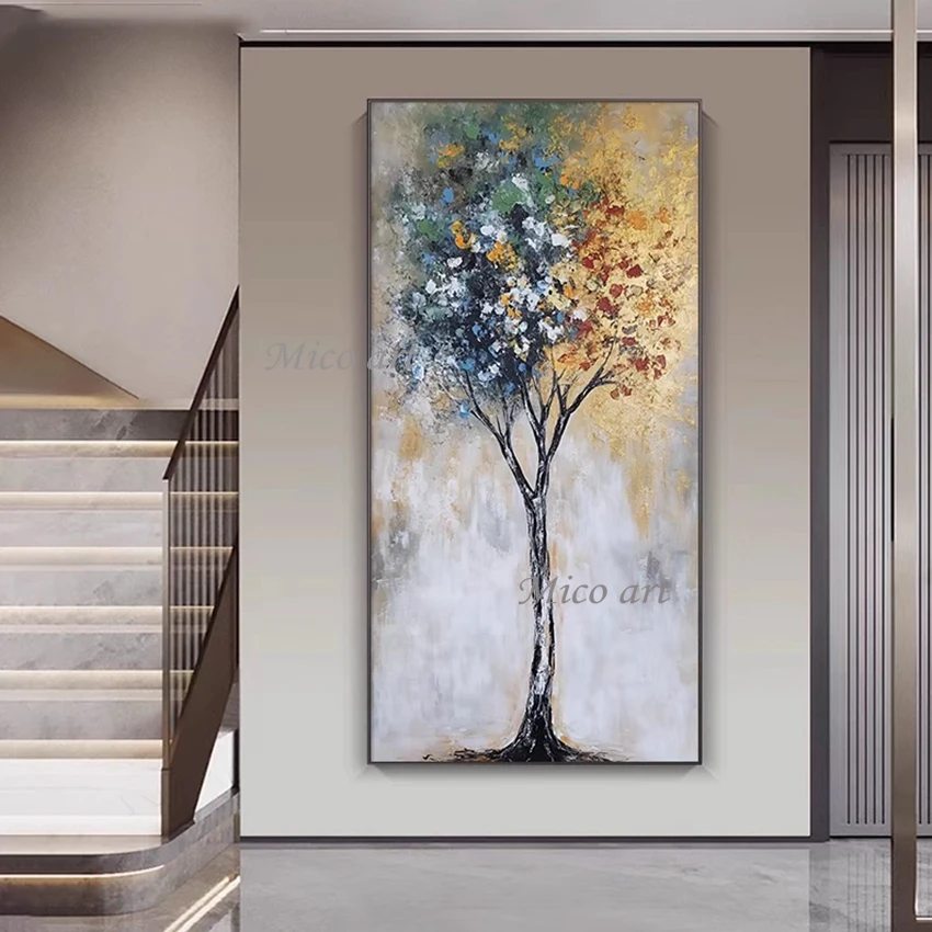 

Абстрактные картины маслом дерева, безрамные, стенка пейзажного искусства, простой дизайн, холст, декоративная картина для спальни