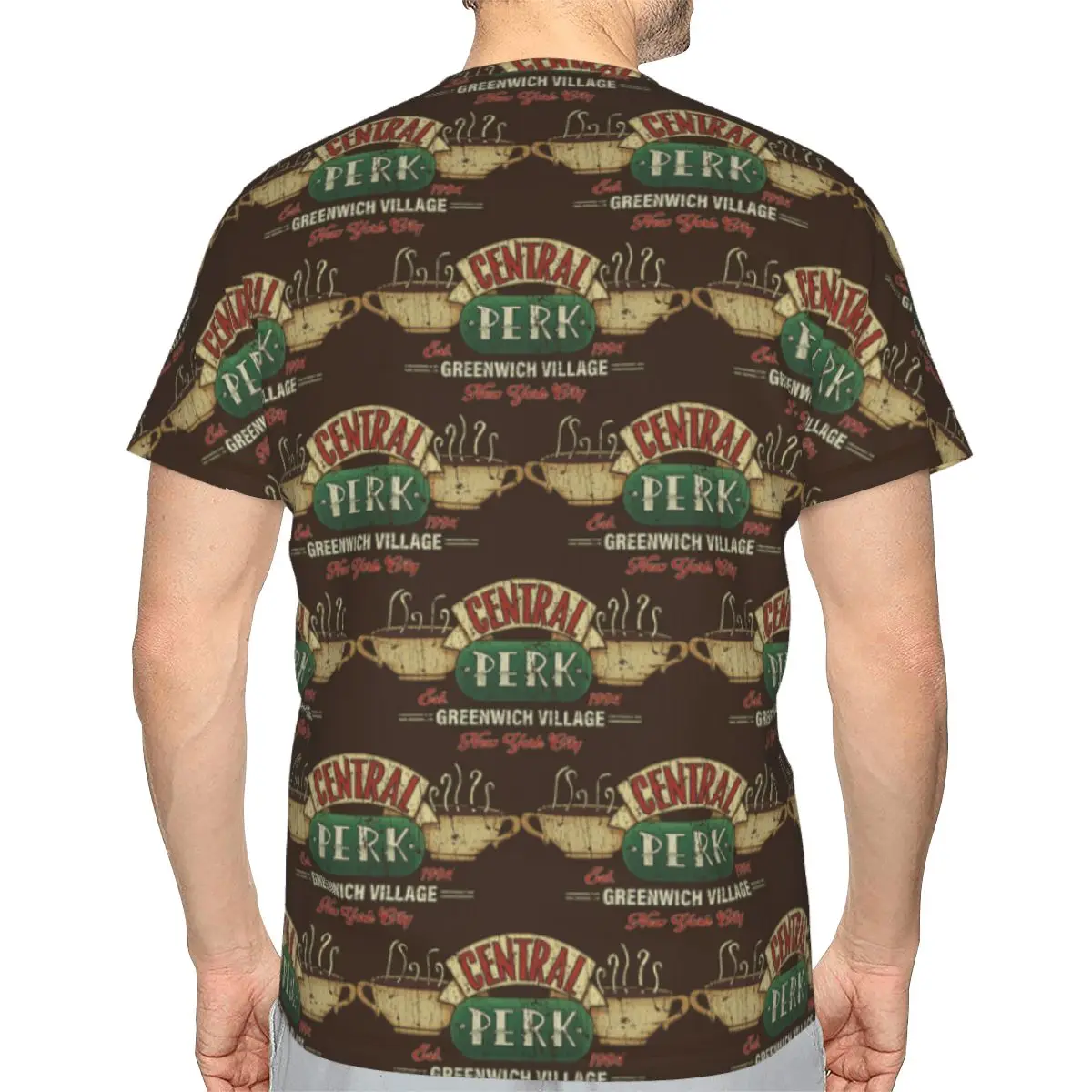 Central Perk Friends Logo 100% Cotton T-Shirt Men'sFashion T Shirts Men O-Neck Short Sleeve