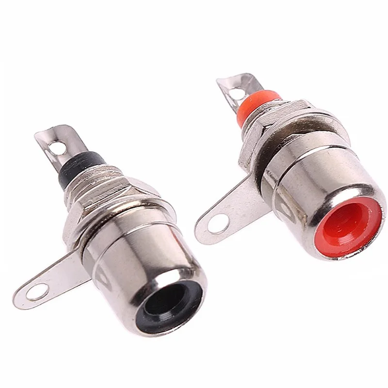 10/100/1000PCS RCA Panel Mount Connector RCA Female Socket Adapter RCA  Audio Socket Plug Connector Bulkhead Nickel Plated