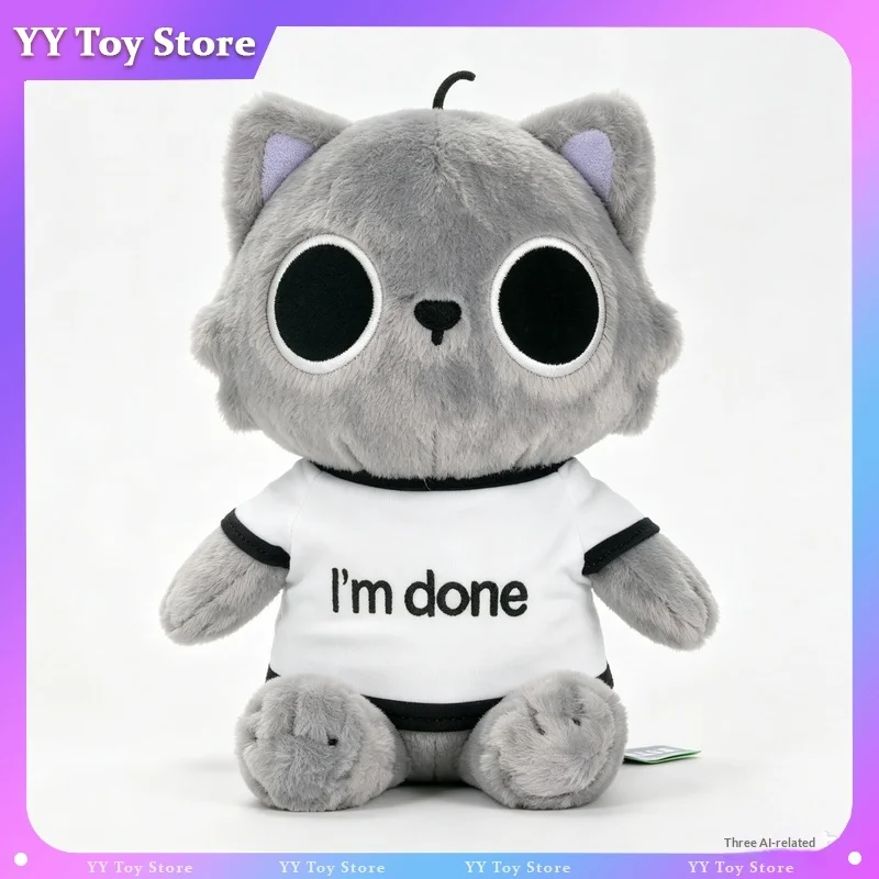 New Bubu Plush Gray Cat Plush Doll Soft Stuffed Animal Wearable Shirt Plush Toy Home Decor Collectible Gift For Adult Fans
