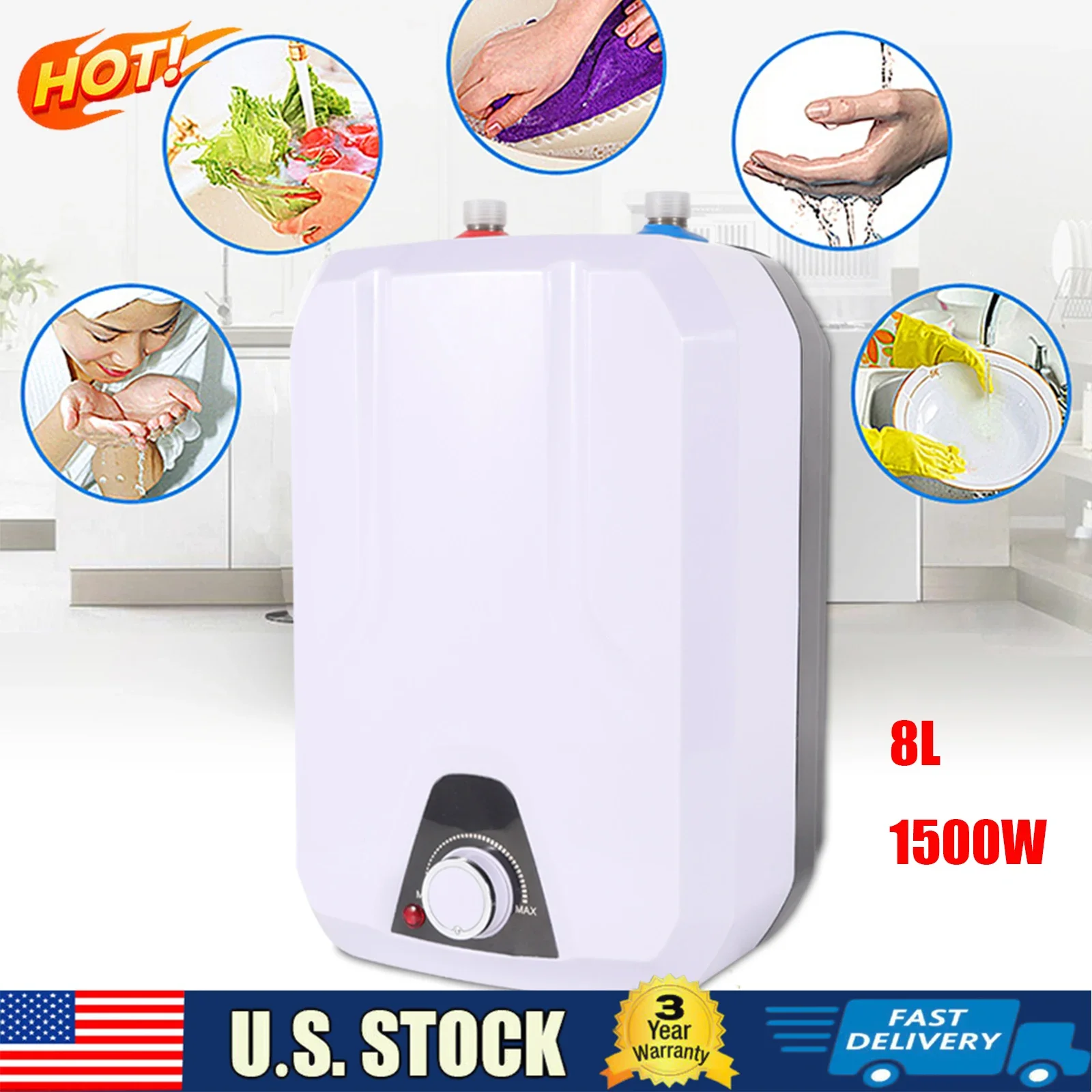 

SWEETMILE 110V 1500W Kitchen Household Electrical Mini Instant Hot Water Heater 55℃-70℃ On Demand Under Sink Water Heater