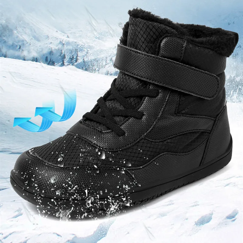 Children's Winter Cotton Booties Warm Kids Snow Boots Plush High Top Anti-Slip Casual Waterproof Thicken Boy Girls Cotton Shoes