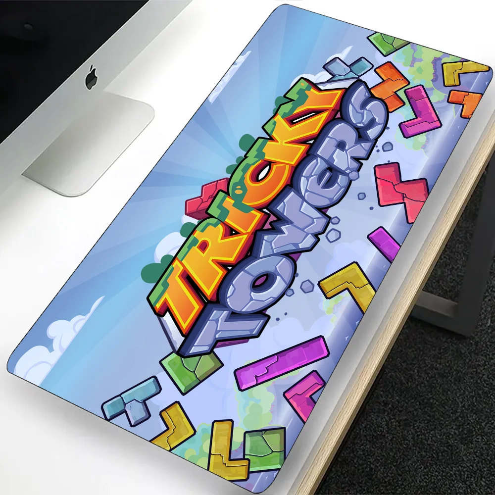 Tricky Towers Large Gaming Mouse Pad Computer Mousepad PC Gamer Laptop Mouse Mat Office Mausepad Silicone Keyboard Mat Desk Pad