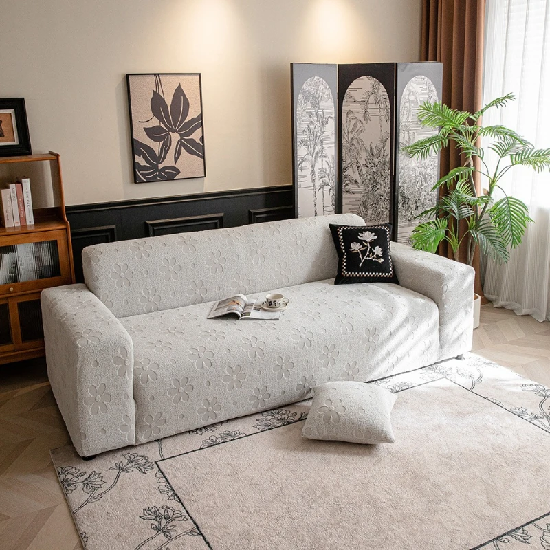 Stretch Jacquard Sofa Cover,Full Wrap Couch Slipcover,Universal Fit Non‑Slip Washable Anti‑Scratch Sofa Protector 1‑2‑3‑4-5 Seat