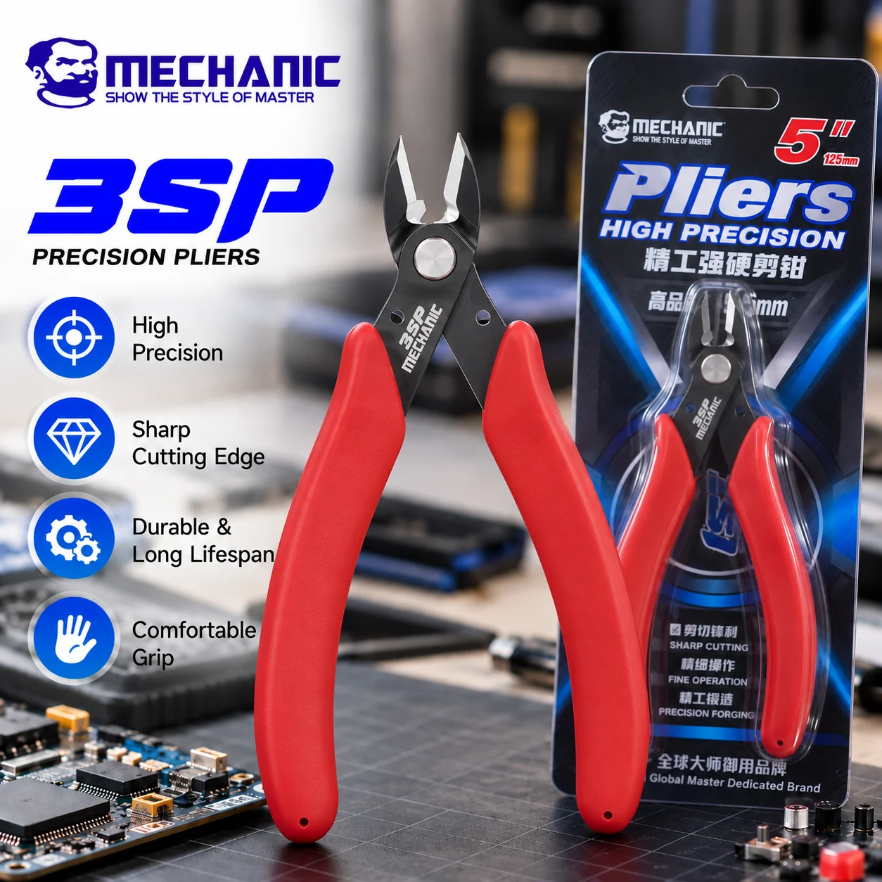 MECHANIC 3SP High-Hardness Diagonal Cutting Pliers Precision Wire Cutter for Phone PCB Repair Copper Wire Plastic Cutting Tool