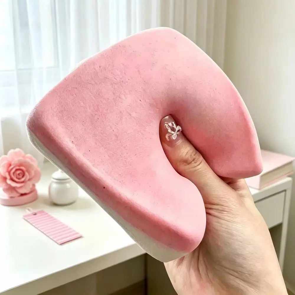 Pink Color Sticky Rice Cake Squeeze Slow Rebound Double-Sided Bread Squeeze Relaxation Hand Relax Sensory Fidget Gift For