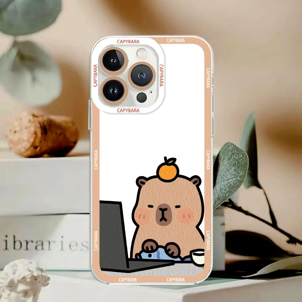 Cute Cartoon Capybara Clear Phone Case For Xiaomi Redmi K40 13C 12 12C 10 10C 10X 10A 9 9C 9T 9A 8 7 A1 A2 PLUS Pro Case Shell