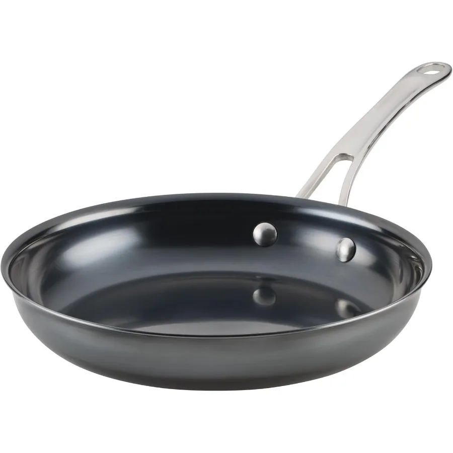 

Everlast N2 Carbon Steel Frying Pan Skillet with Helper Handle Compatible with All Cooktops Metal Utensil Safe 10 Inch Open Fry