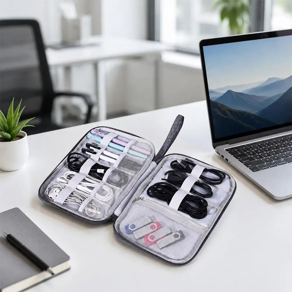 Data Cable Storage Bag Hand‑Held Anti‑Collision Earphone Protection Storage Bag Large‑Capacity USB Drive U‑Shield Digital Bag