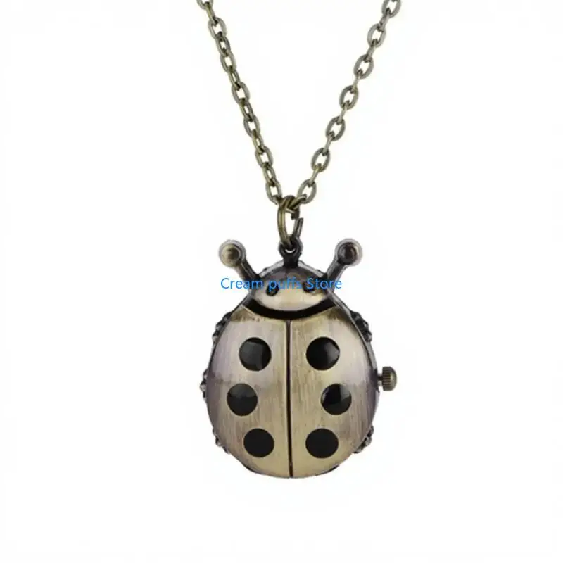 50LE Insect Inspired Alloy Pocket Watch And Keychain Combo For Men Women And Teens