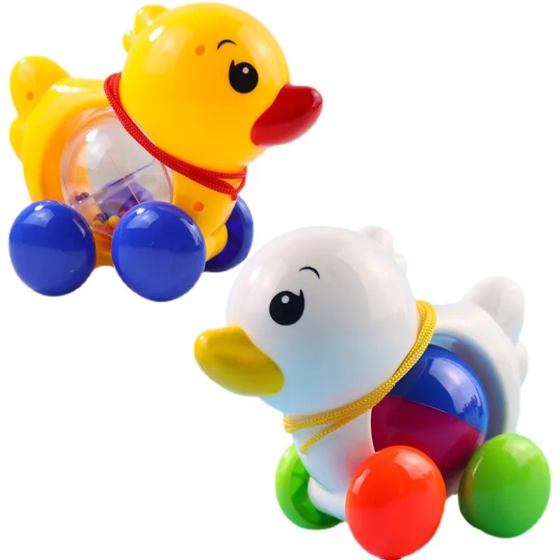 

Children Pull String Animal Car Creative Fun Walking Pull-wire Duck Car With Colorful Balls Rattle Baby Walking Traction Toys