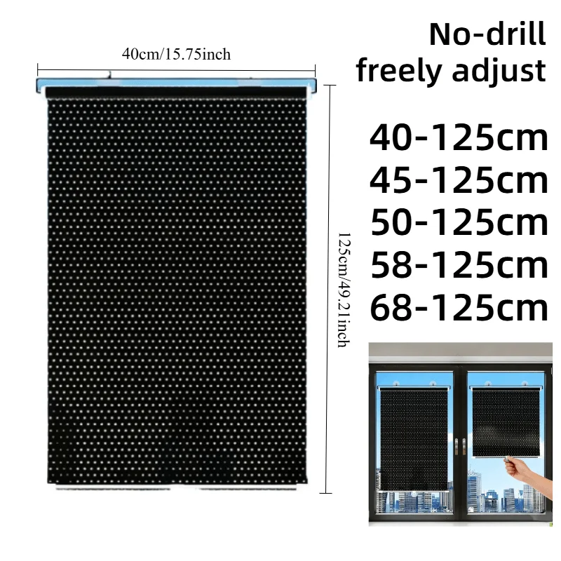 1pc PVC Retractable Sunshade Curtain Expandable Retractable Design Blackout Curtain Adsorption Installation