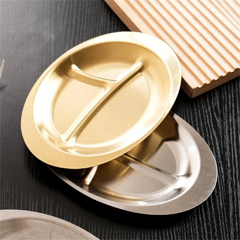 Stainless Steels Dessert Appetizer Plate Portion Control Plates Stackable Breakfast Kitchen Tableware for Adults Kids KXRE
