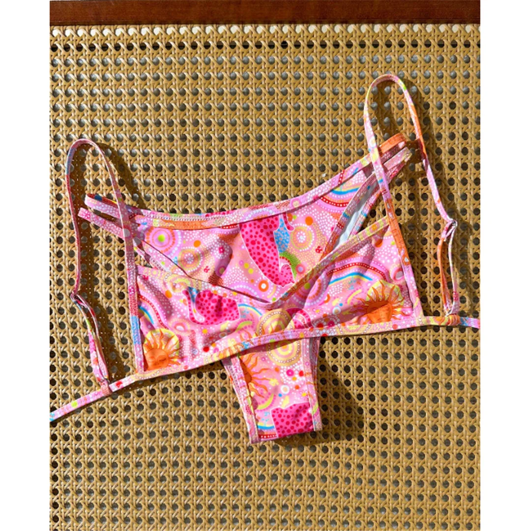 S - XL Bedruckter brasilianischer Bikini, Damen-Badeanzug, zweiteiliges Bikini-Set, Badeanzug mit hohem Beinausschnitt, Badebekleidung, Schwimmanzug V8179 – Detail 5