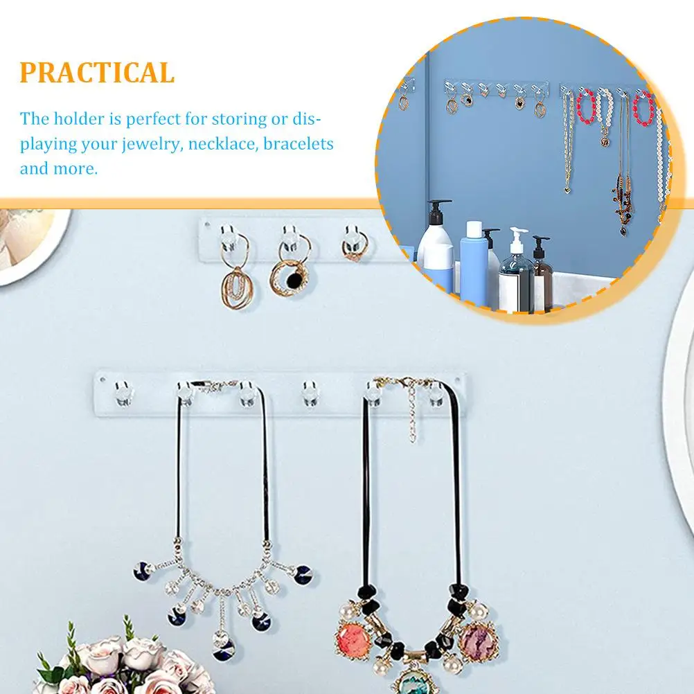 2Pcs Acryl Halskette Halter Wand Halterung Schmuck ganizer Armband Rack Lagerung Display Leichte Robuste Home Store