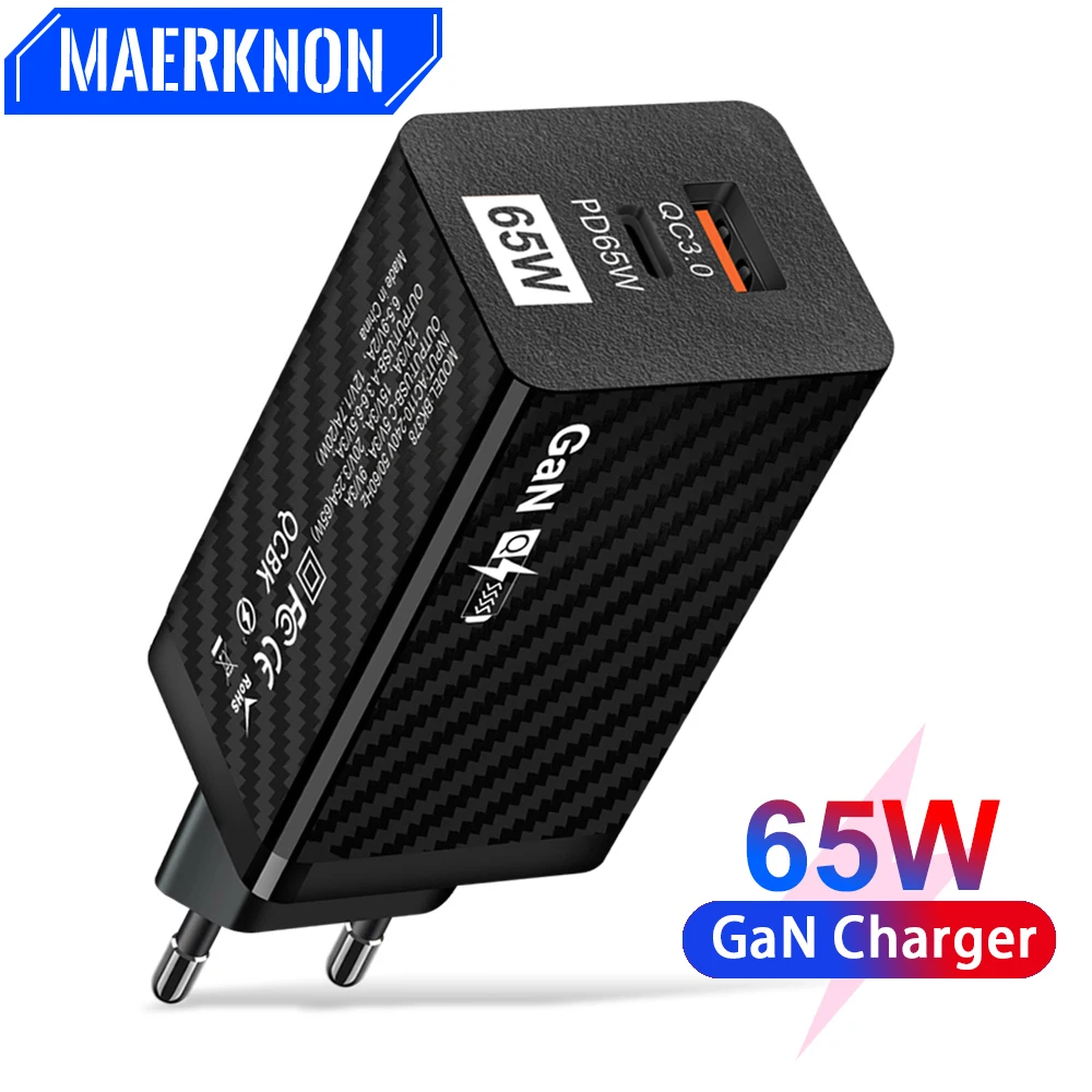 

65W GaN Quick Charger 3.0 USB Fast Charging Type C PD Mobile Phone Power Adapter For iPhone 14 13 Xiaomi Samsung Wall Charger