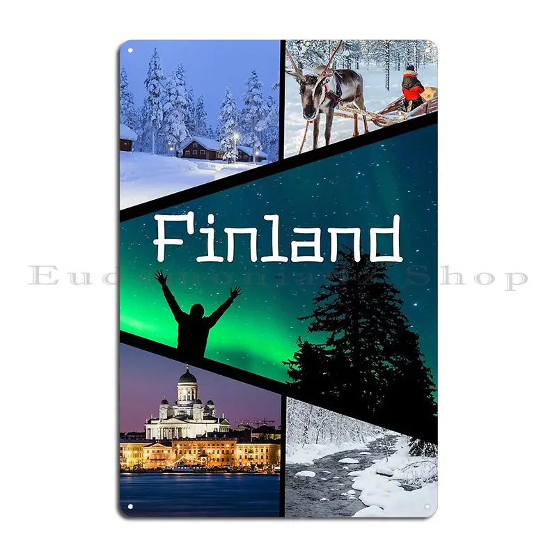 Finland Landscape Collage Metal Sign Decoration Iron Party Garage Cinema Tin Sign Poster