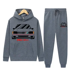 Men's 2Pcs Sets Fleece Sweatshirt Hoodies Pants Retro Wrc Rose 205 Gti CAR Rallye Racing Male Sportswear Tracksuits Unisex Ensem