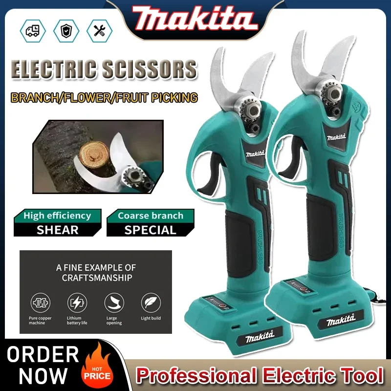 

Makita Brushless Electric Pruner 4 Gears Cordless Handheld Orchard Shrub Pruning Tree Branches Cutter For 18V Battery
