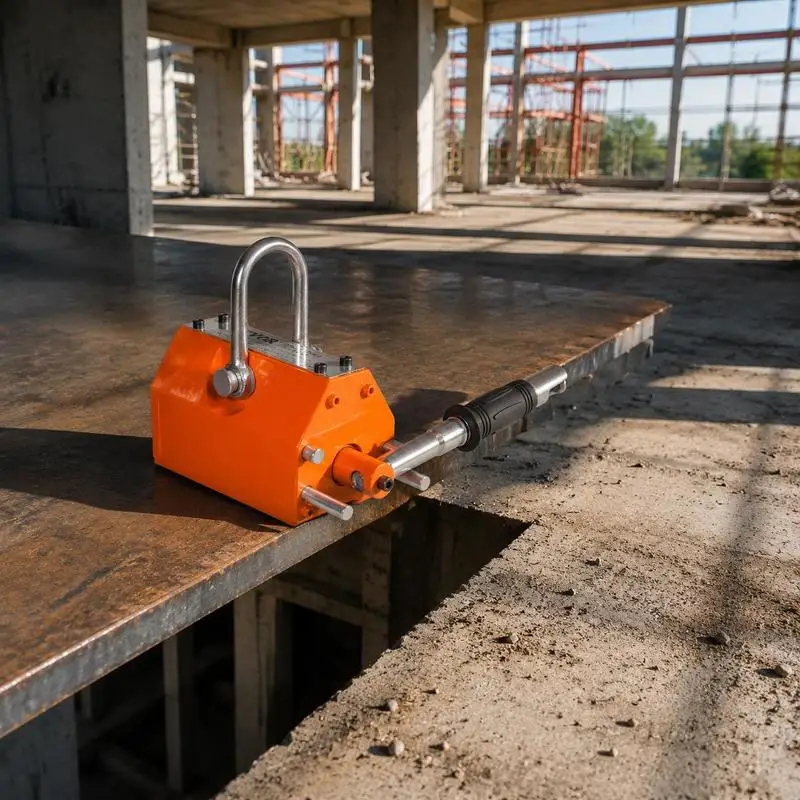 Aimant de levage pour grue (capacité de charge 600 kg, force de traction 1500 kg, -40 à 80 °C) ℃ ), 12 pièces. Lève-charge magnétique manuel pour chariot élévateur, outil de levage magnétique jaune en néodyme