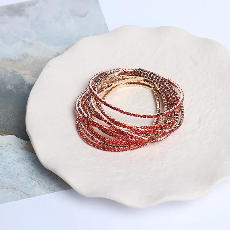 5 stücke Mode Kristall Strass Stretch-Armband Für Frauen Elastische Armband Hochzeit Armbänder Täglichen Weiblichen Schmuck Zubehör – Detail 7