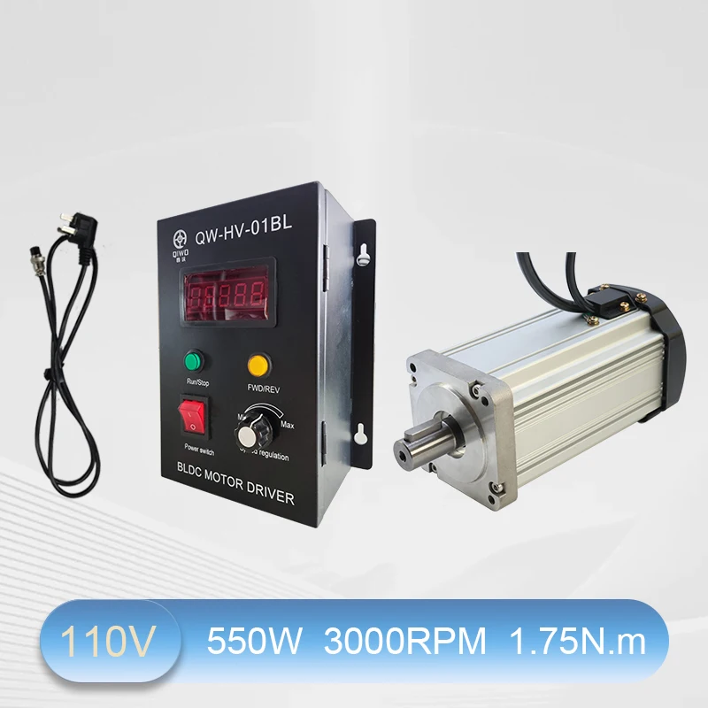 Brushless Motor 110V 550W 80 Flange 3000rpm 1.75N.M High Speed Motor Single Phase Low Noise Hall BLDC Motor