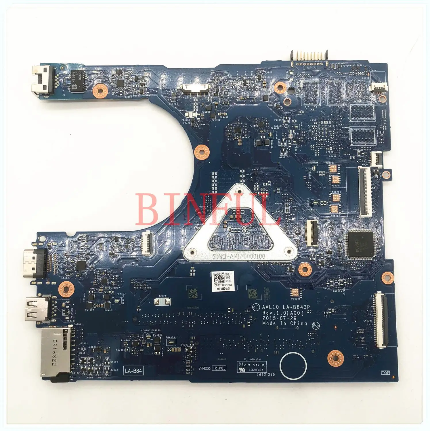 CN-0YF2P3 0YF2P3 YF2P3 For Dell17 5558 5458 5758 Laptop Motherboard AAL10 LA-B843P With SR244 I3-5005U CPU 100%Full Working Well