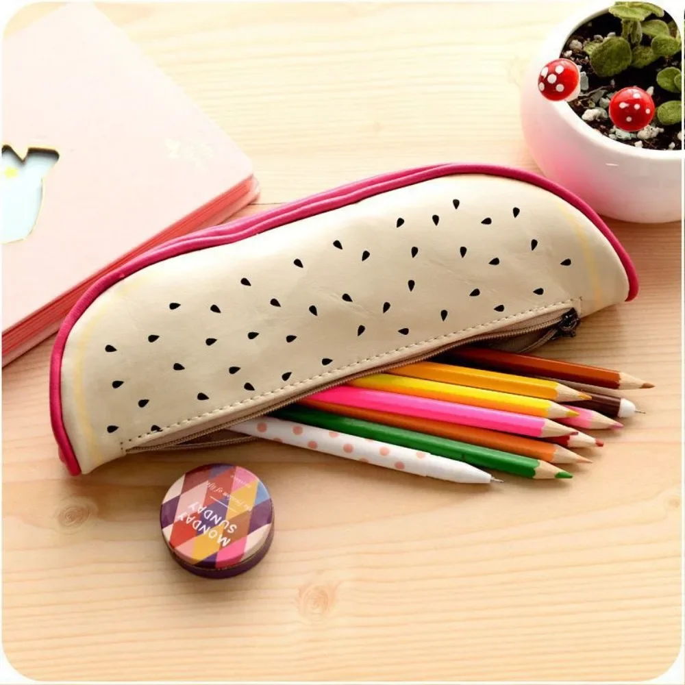 Trousse à crayons en cuir Style Fruit, jolie trousse à crayons, nouveauté, Kawaii, papeterie fournitures scolaires et de bureau, cadeau pour enfants