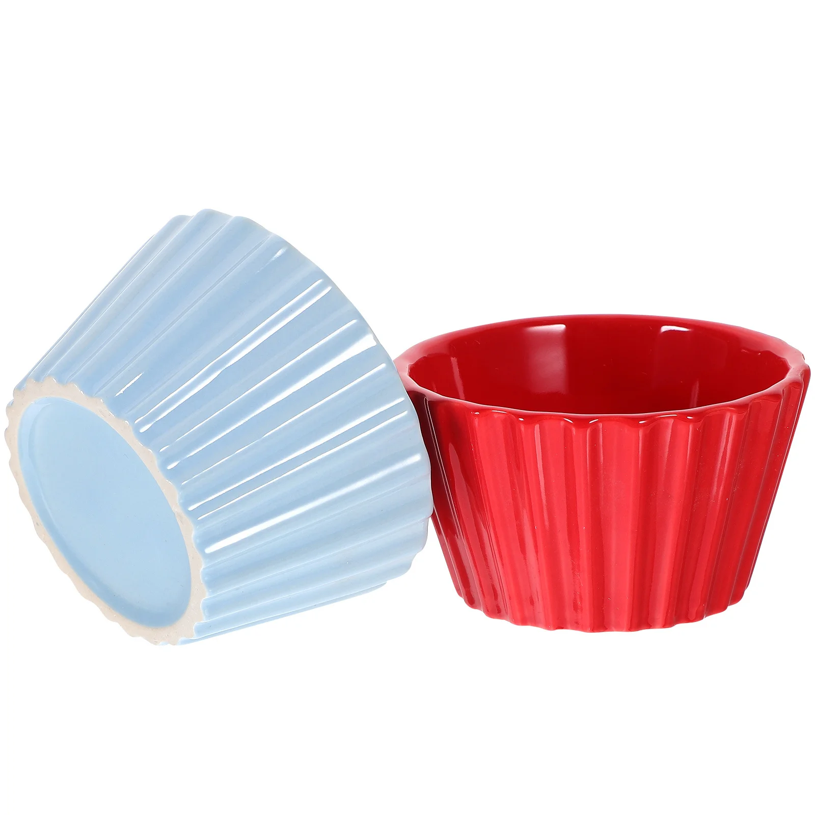2Pcs Small Ceramic Baking Bowls Oven Safe Ramekins for Pudding Desserts Baking Cups Easy to Clean Ceramic Ramekins