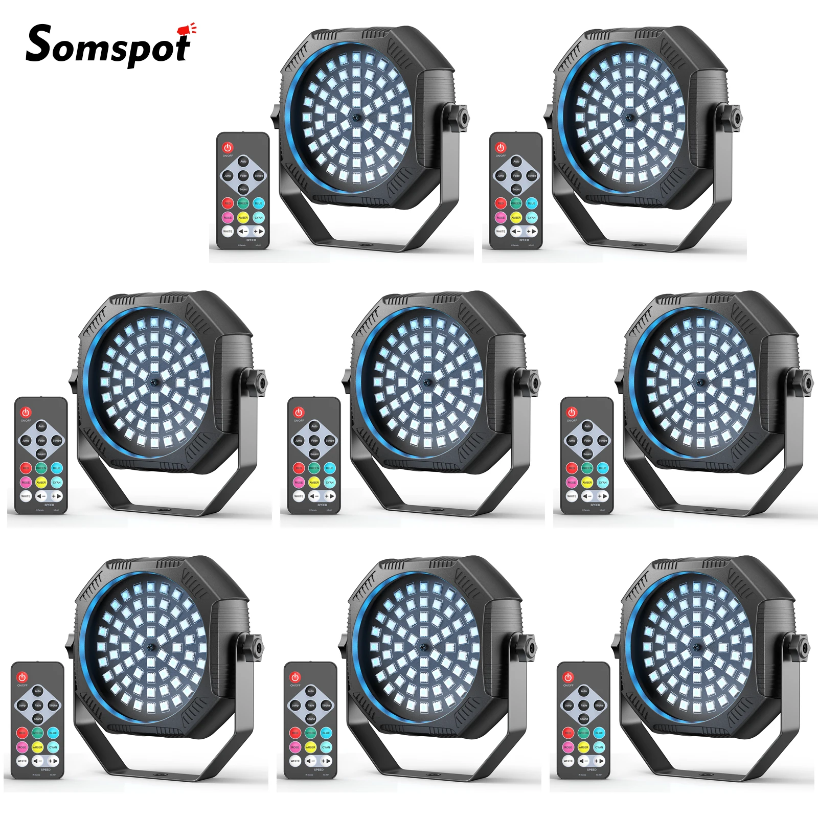 

Somspot 8PCS RGBW 4IN1 Stage Par Light LED Effect Lighting Remote Control DJ Party Lights for Bar Club Disco Concert Theater