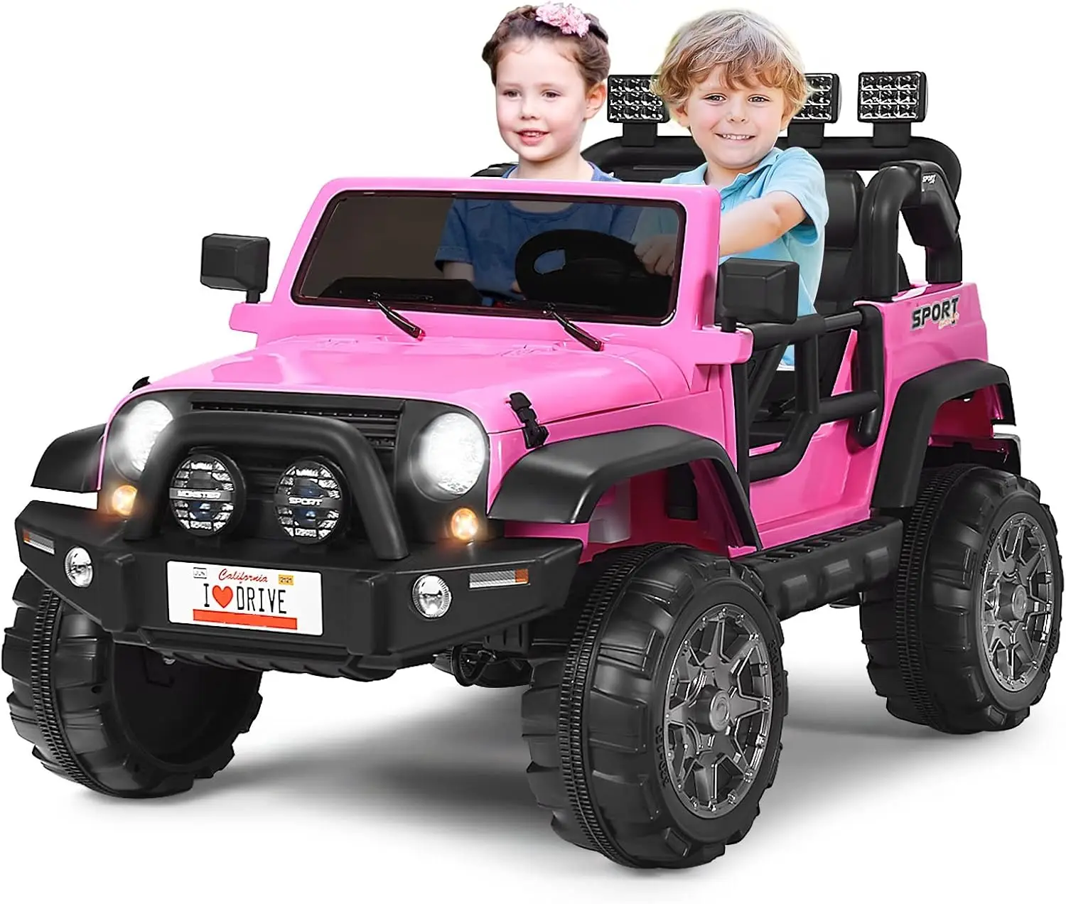 2 Seater Ride Truck 12V Battery Powered Electric Vehicle Toy Storage Remote Control 3 Speed Led Lights Mp3 Horn Music 2 Doors Op