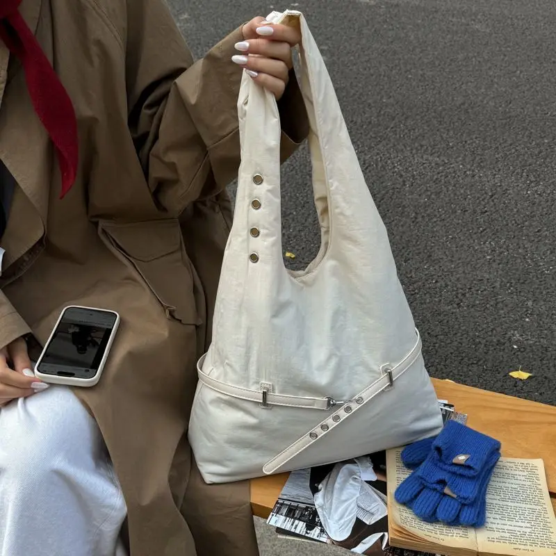 

Fashion Y2K Metal Buckle Belt Large-capacity Shopping Bag Shoulder Bags Underarm Bag Wallet Textbook Storage Bags Woman Bag