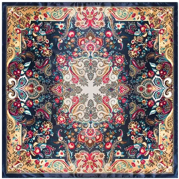 Sciarpe di seta Testa Fazzoletto All'ingrosso Scialle Avvolge 90-90CM Piazza Hijab Sciarpa Donne Asakusa Grano Paisley Floreale Morbido raso